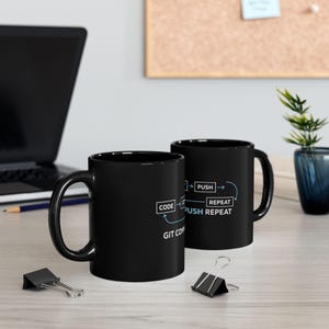 Git Commit Push Repeat Mug | Black Ceramic 11oz 15oz Bild 7