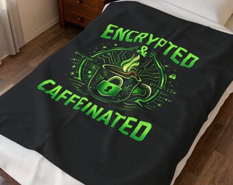 Encrypted & Caffeinated - Velveteen Plush Blanket