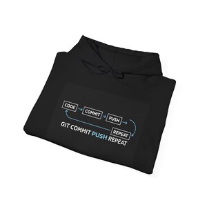 Git Commit Push Repeat-hoody | Sweater voor codeerontwikkelaarshumor afbeelding 4