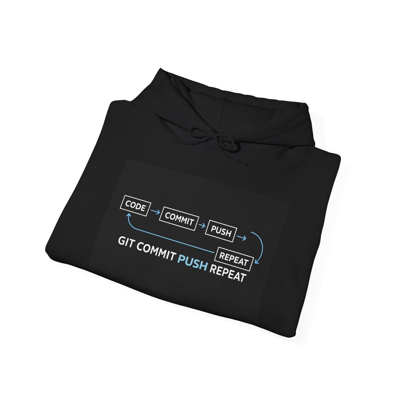 Git Commit Push Repeat-hoody | Sweater voor codeerontwikkelaarshumor afbeelding 4