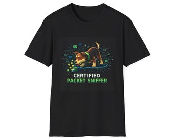 Camiseta de rastreador de paquetes certificado / Ilustración tecnológica de perro de redes