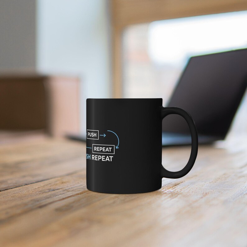Git Commit Push Repeat Mug | Black Ceramic 11oz 15oz Bild 8