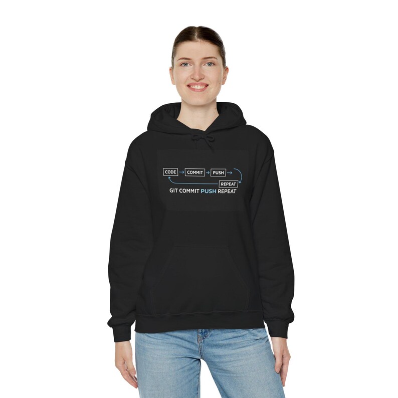 Git Commit Push Repeat-hoody | Sweater voor codeerontwikkelaarshumor afbeelding 8