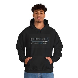 Git Commit Push Repeat-hoody | Sweater voor codeerontwikkelaarshumor afbeelding 7