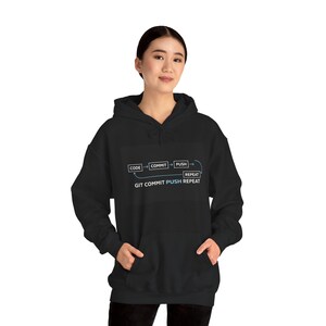Git Commit Push Repeat-hoody | Sweater voor codeerontwikkelaarshumor afbeelding 6