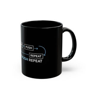 Git Commit Push Repeat Mug | Black Ceramic 11oz 15oz Bild 5