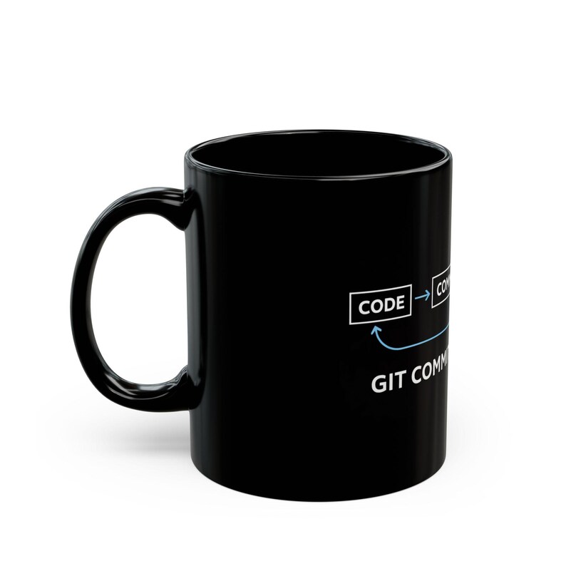 Git Commit Push Repeat Mug | Black Ceramic 11oz 15oz Bild 3