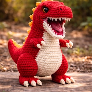 T-Rex dragon crochet pattern  | DIY Dinosaur Plush Toy | Beginner-Friendly PDF Guide| 9-Inches, Wire Struct Guide ,English and German