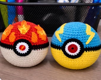 Schema per uncinetto Poké Ball, peluche Amigurumi Poké Ball in formato PDF, Poké Ball in formato PDF (PDF + tutorial)