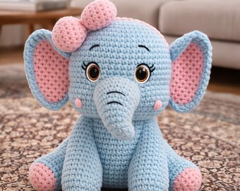 elephant crochet pattern , Safari Elephant Plushie Crochet Pattern Tutorial ,  Beginner-Friendly Amigurumi Plush Toy (PDF in English)