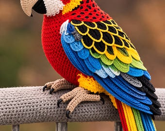 Schema per uncinetto di un'ara, pappagallo amigurumi, ara australiana realistica, schema per pappagallo in formato PDF, download digitale