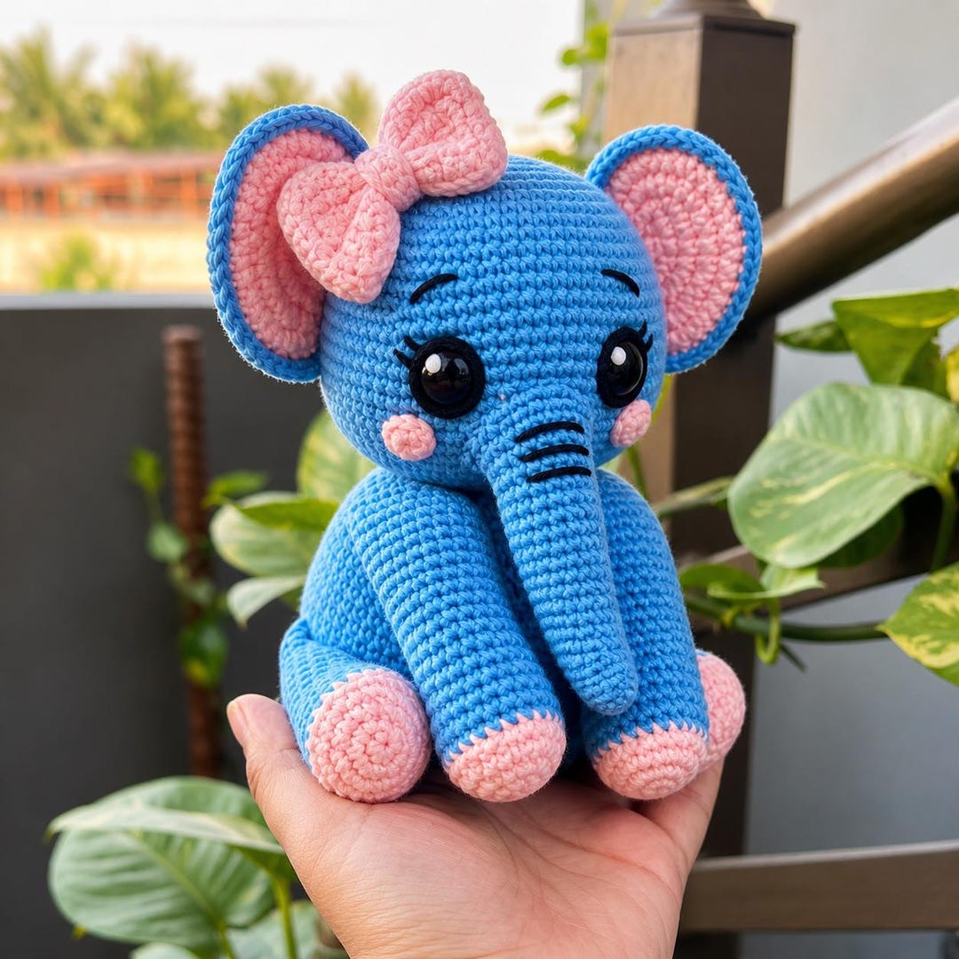 Crochet Baby Elephant Plush Pattern, Beginner Amigurumi Toy Tutorial ...