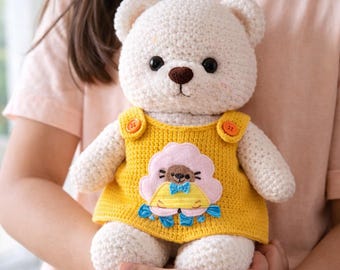 Schema per uncinetto amigurumi a forma di orso, modello di orso in peluche, peluche morbido, amigurumi fai da te, schema adatto ai principianti, regalo fai da te