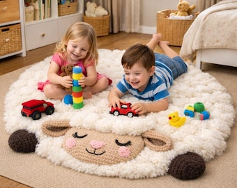 Schema all'uncinetto per pecore amigurumi, tappetino per neonati in pelliccia di agnello in formato PDF, idea regalo all'uncinetto con animali, giocattoli all'uncinetto, tappetino da gioco all'uncinetto, idea regalo all'uncinetto con animali