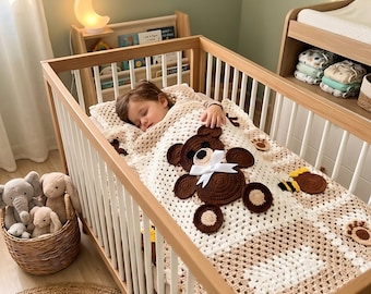 Teddy bear crochet blanket pattern , Crochet Blanket Teddy Bear , Teddy Bear Crochet Blanket Pattern, Blanket Crochet Pattern (39*39) PDF