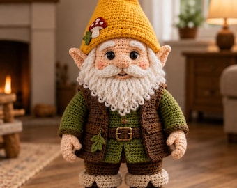 crochet gnome pattern , Forest gnome pattern PDF , Multi language DIY TOY , 30  Cm Crochet gnome pattern ( Video + Pdf)