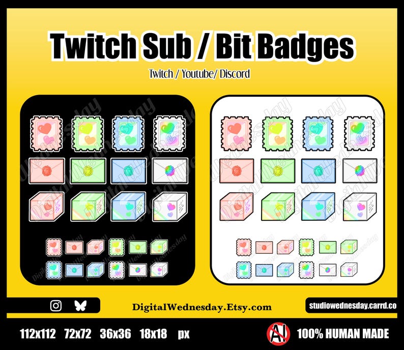 Twelve Postage Twitch Sub/bit Badges (version B) (instant Digital ...