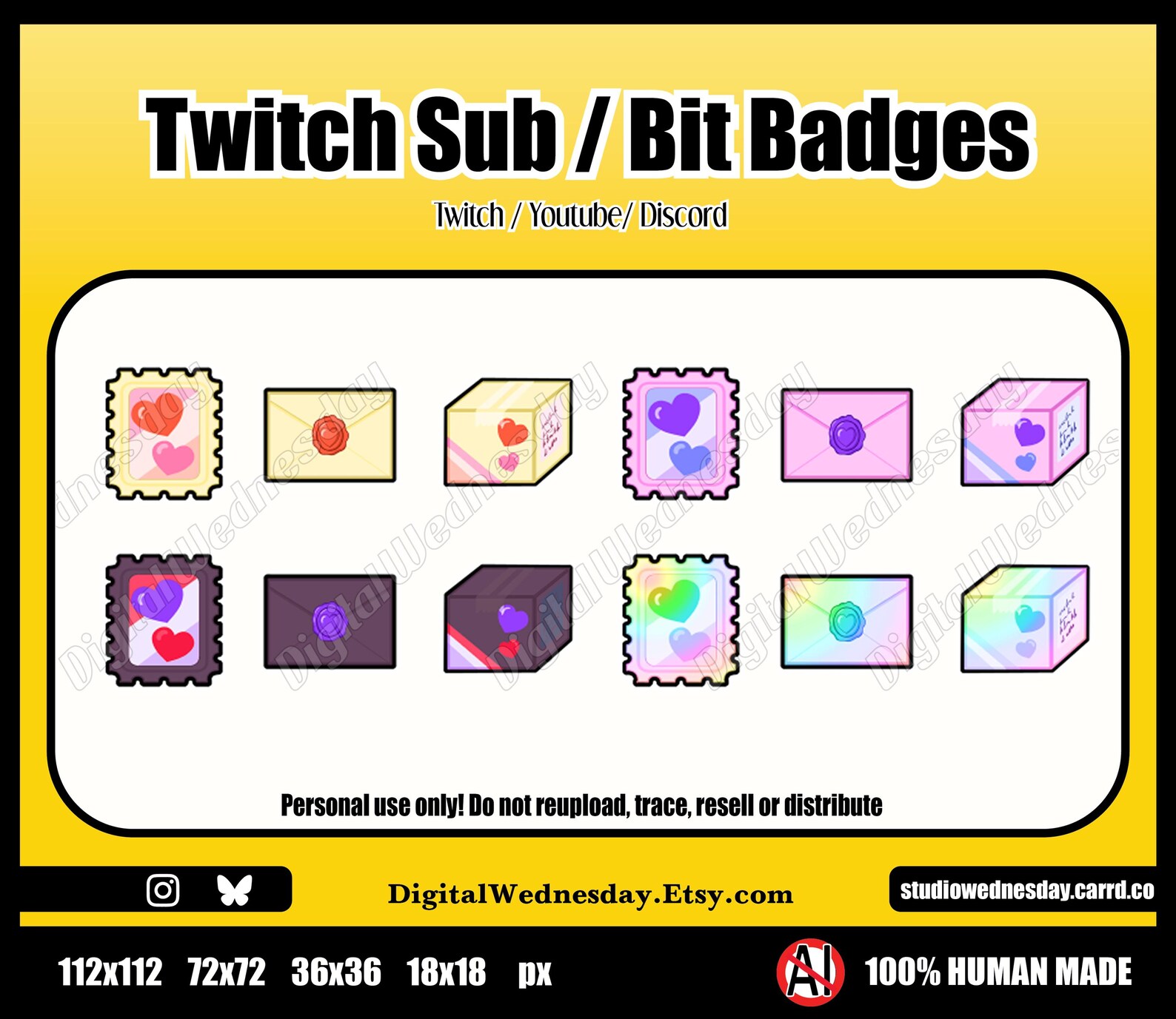 Twelve Postage Twitch Sub/bit Badges (version A) (instant Digital ...