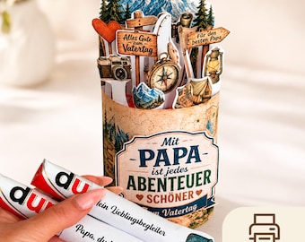 Vatertag Geschenk mit Duplo Banderole, Kleinigkeit für Papa, DIY Abenteuer Druckvorlage PDF | #117