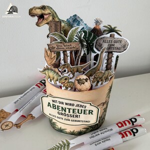 Dino Party Deko und Geschenk in einem mit Duplo Schokolade und Printable Vorlage