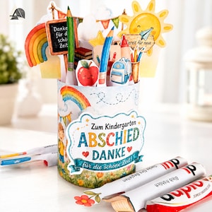 Duplo Banderolen Kindergartenabschied, kreative Druckvorlage für Erzieherin Geschenk und Kita Abschied