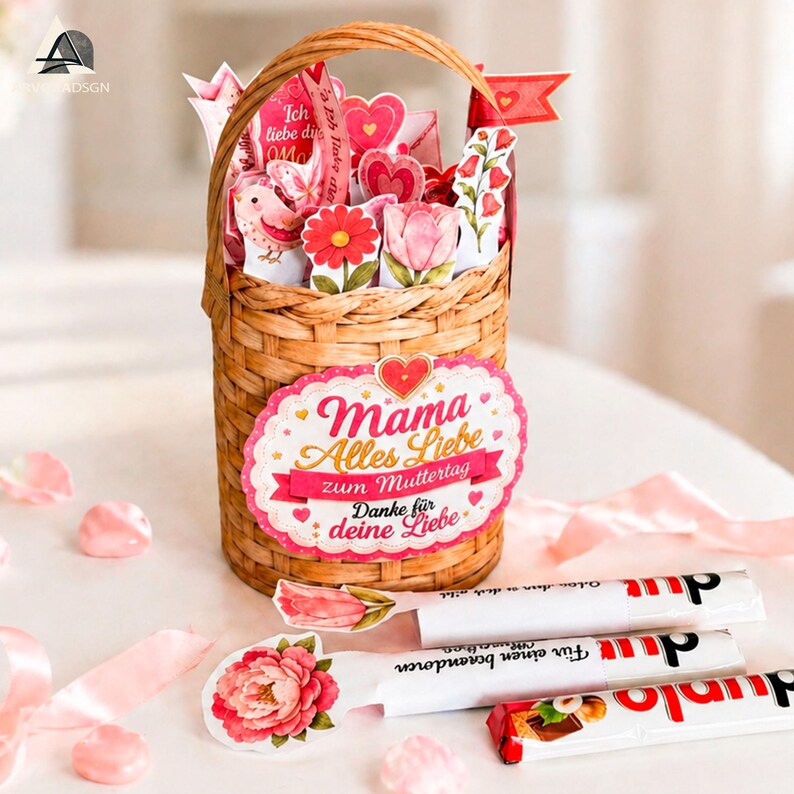 DIY Geschenk von Kindern für Muttertag und Vatertag mit Schokolade