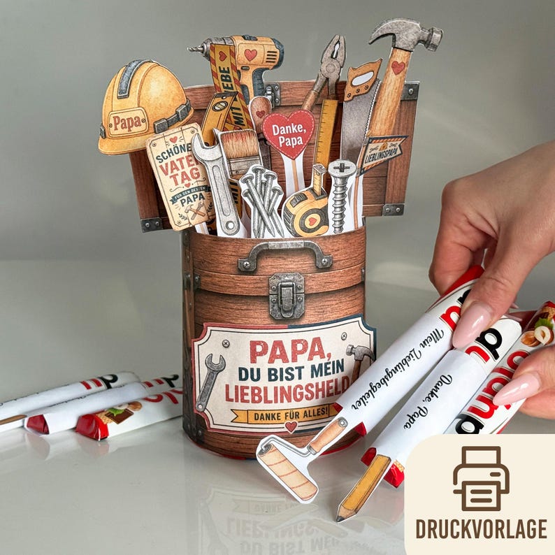 Vatertag Geschenk Papa Duplo Wrapper Vorlage, DIY Geschenk von Kindern, Druckvorlage Schokolade