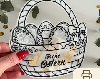 Osterkorb Geldgeschenk Verpackung / Bastelvorlage Descargar / Imprimible DIY Ostergeschenk / Frohe Ostern / #105