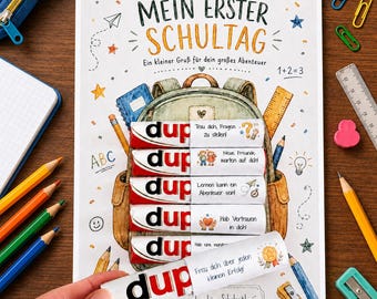 Duplo back-to-school banner – My first day of school, back-to-school gift for schoolchildren, PDF printable template