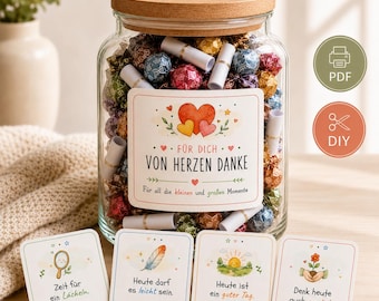 Regalo para el personal de guardería al graduarse, regalo de despedida para el jardín de infancia, regalo en un frasco con tarjetas, plantilla imprimible en PDF
