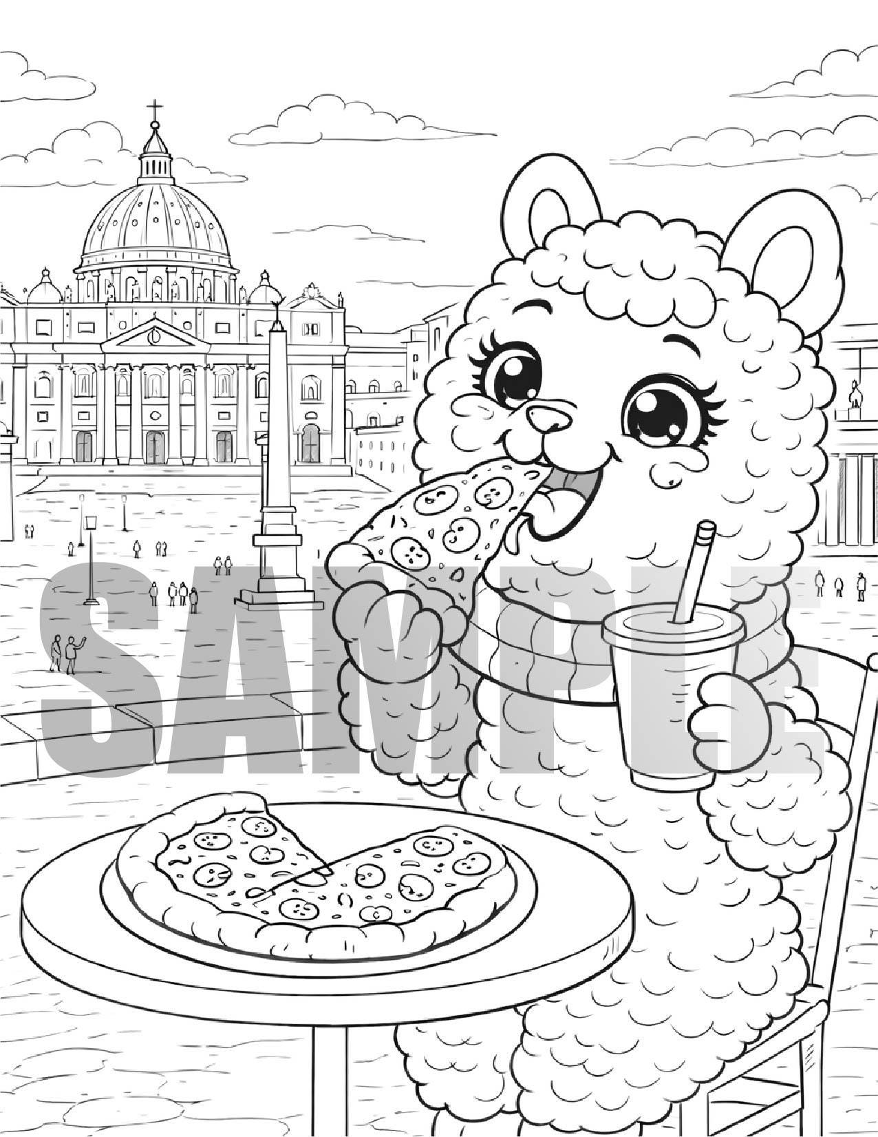 Rome Llama Gelato Adventure Coloring Book for Kids (digital Download ...