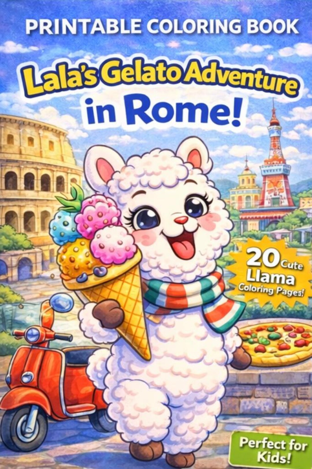 Rome Llama Gelato Adventure Coloring Book for Kids (digital Download ...