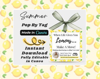 Etichette Pop By Lemon per agenti immobiliari / Etichette Pop By estive / Modelli Canva modificabili / Regali di ringraziamento per i clienti / DOWNLOAD DIGITALE