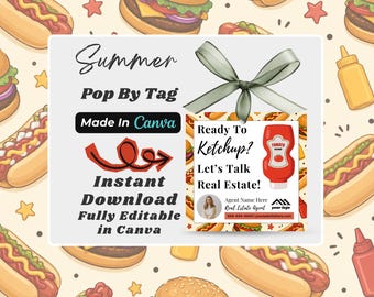 Etichette Pop By Ketchup per agenti immobiliari / Etichette Pop By estive per agenti immobiliari / Etichette di marketing immobiliare modificabili con Canva / DOWNLOAD DIGITALE