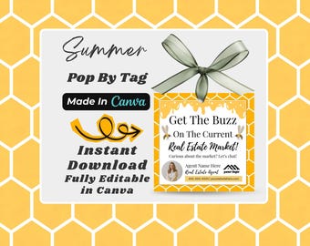 Etichetta regalo per agenti immobiliari / Honey Pop By / Modello Canva modificabile / Etichetta regalo per clienti / Marketing immobiliare / Download immediato