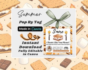 S'mores per agenti immobiliari / Tag di riferimento per agenti immobiliari / Tag di marketing immobiliare modificabile con Canva / Regalo di ringraziamento per i clienti / DOWNLOAD DIGITALE
