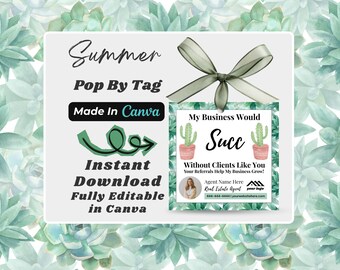 Etichette Pop By per Agenti Immobiliari Succulent / Etichette Pop By per l'Apprezzamento dei Clienti / Modelli Canva Modificabili / Etichette Succ Without You DOWNLOAD DIGITALE