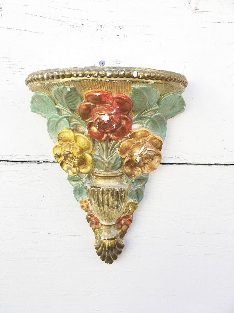 Vintage Chalkware plaster ROSES Wall Sconce shabby roses ...