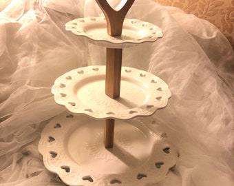 3 tier cake dessert stand / 3 tier candy stand / 3 tier tea party tray / tea party decor / valentines day decor / tea party