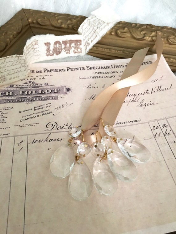 Vintage Teardrop Crystal Chandelier Prisms Crystals Image 0