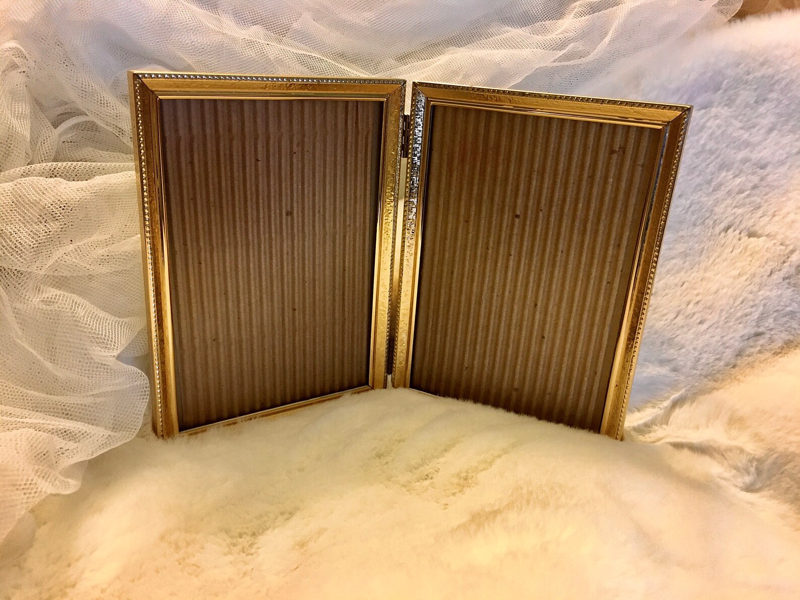Vintage Bi Fold/double Hinged Gold Metal Picture Frames / 5x7 Etsy