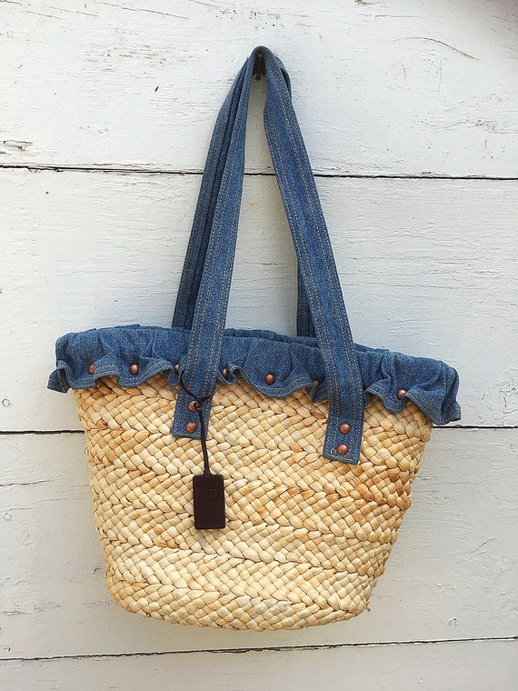 vintage Ralph Lauren weaved straw tote bag, Straw