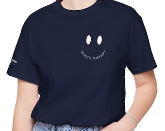 Camiseta minimalista con bolsillo y carita sonriente para terapeutas - Camiseta para fisioterapia, terapia respiratoria, logopedia y terapia ocupacional