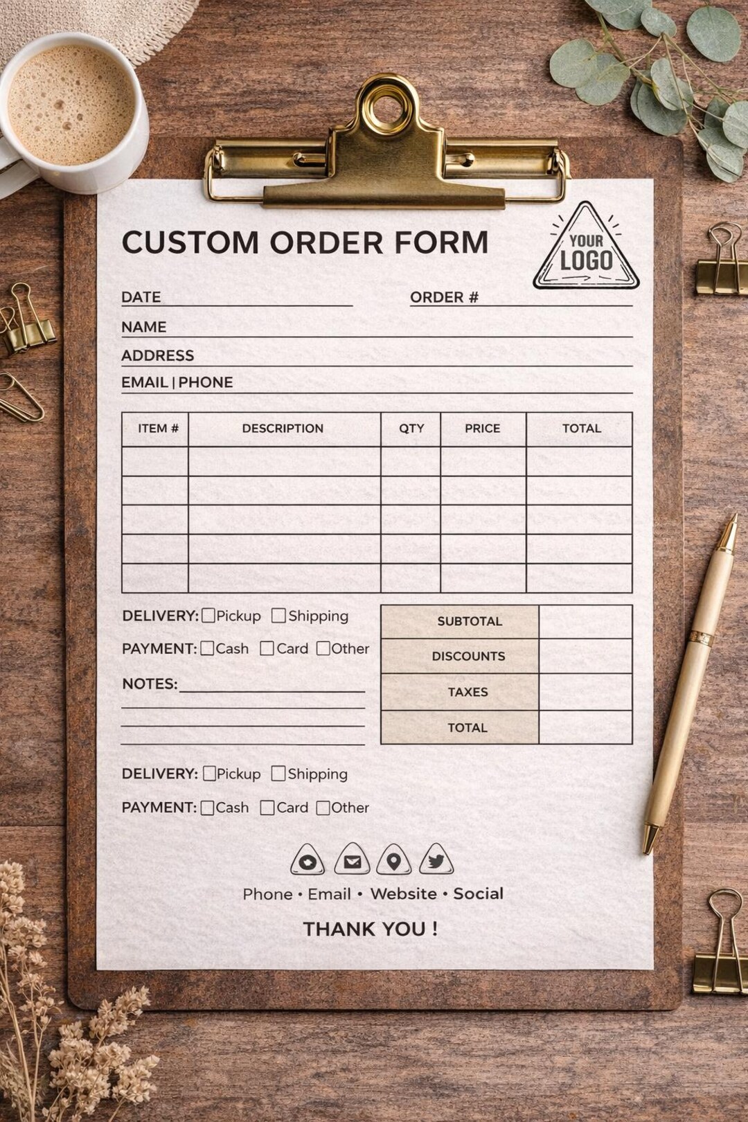 Editable Custom Order Form Template | Small Business Craft Order Sheet ...