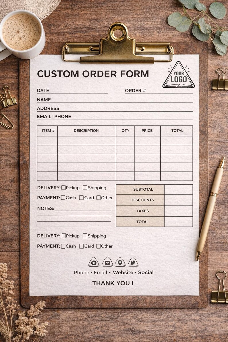 Editable Custom Order Form Template | Small Business Craft Order Sheet ...