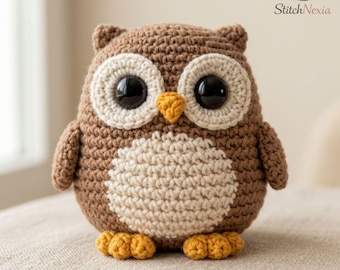 Gehäkelte Eule Muster PDF - Amigurumi Plüsch Eule, Stofftier Eule, einfache Anleitung