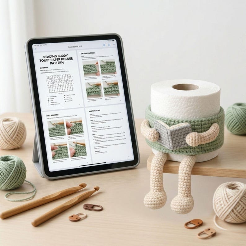 DIY crochet toilet roll holder pattern for funny bathroom decor