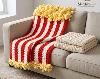 Popcorn Bucket Blanket Crochet Pattern PDF – Amigurumi  Plush Throw, Movie Night Decor, Funny Gift Tutorial