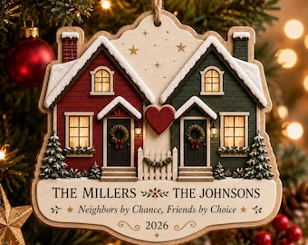 Personalized Neighborhood Christmas Ornament, It Takes a Village Wooden Ornament, Custom Family Names Street Gift, Neighbor Keepsake