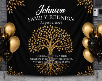 Personalized Family Reunion Banner Custom Name Date, Family Tree Party Backdrop, Reunion Party Decor, Custom Family Gathering Tapestry